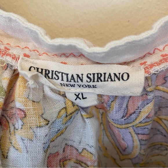 Christian Siriano Cropped Blouse Women's XL Linen Floral Crochet Boho Hippie Top - Picture 4 of 9